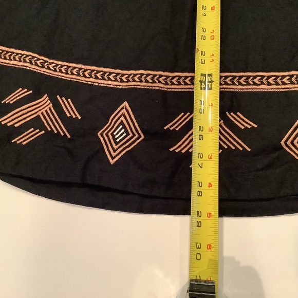 Banana Republic Factory Black Embroidered Midi Skirt Size 6 Linen Blend - Picture 10 of 13